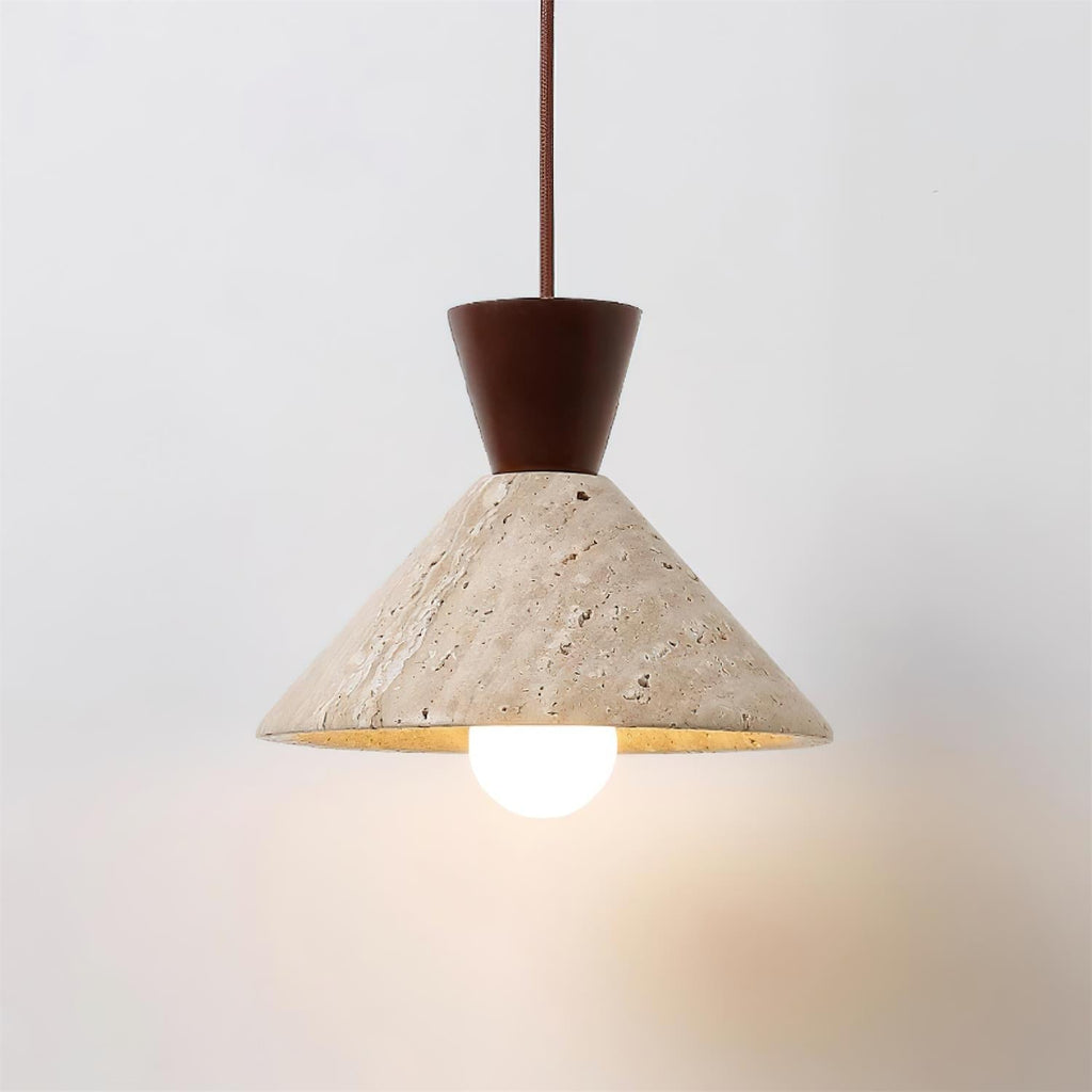 Ritta   Travertine Pendant Lamp Hat Shape | Fioriscas