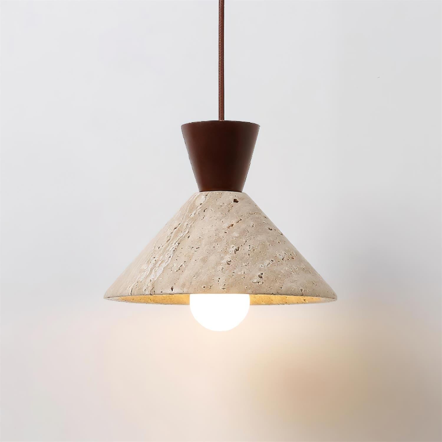 Ritta   Travertine Pendant Lamp Hat Shape | Fioriscas