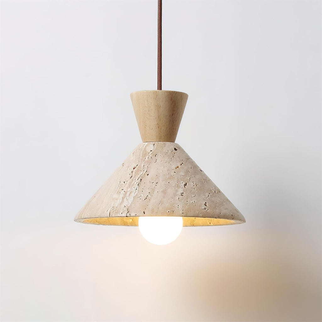 Ritta   Travertine Pendant Lamp Hat Shape | Fioriscas