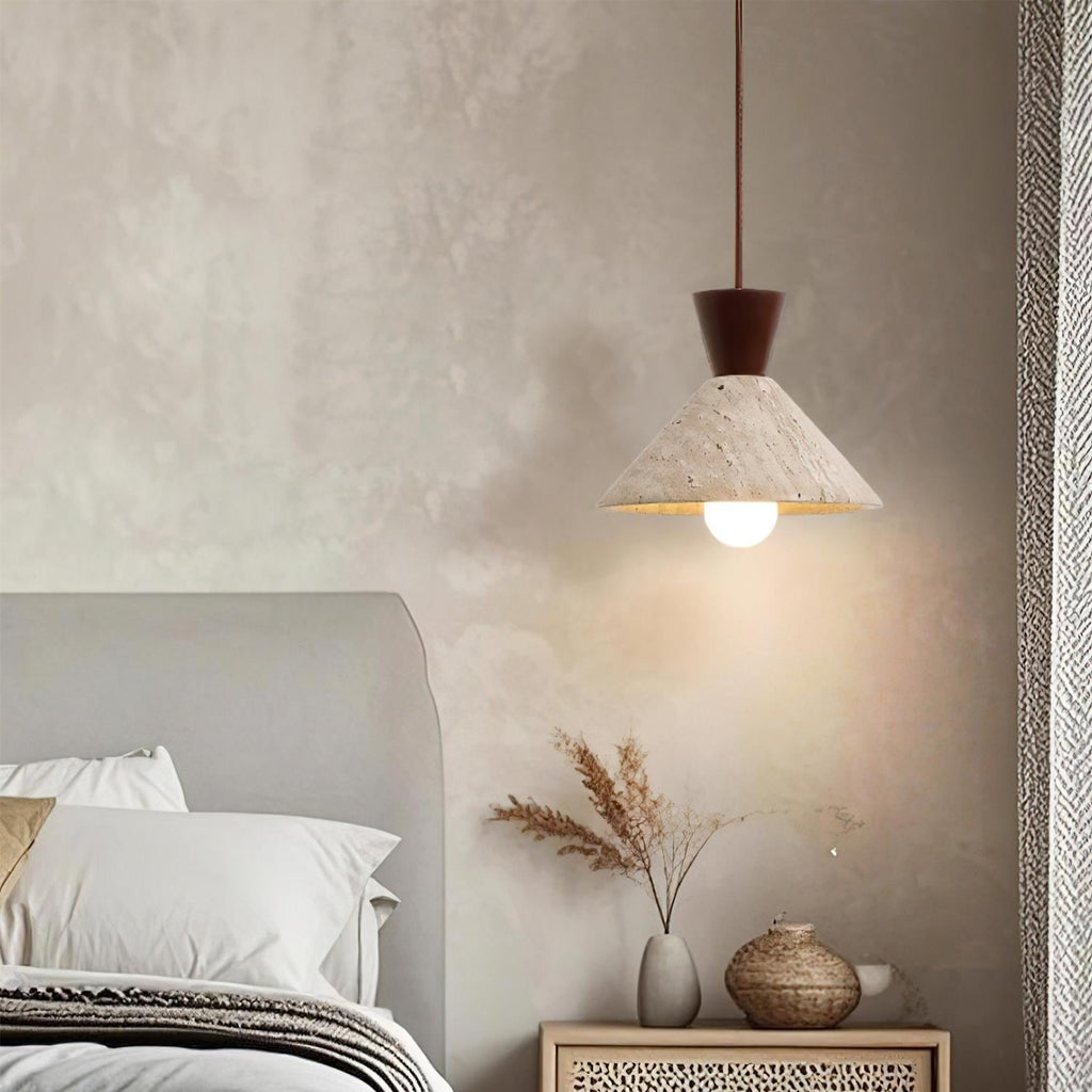 Ritta   Travertine Pendant Lamp Hat Shape | Fioriscas