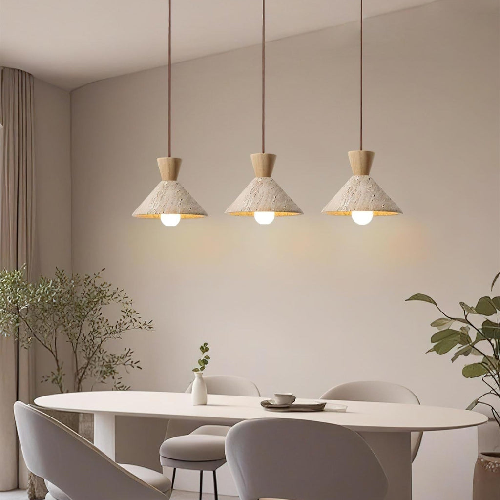 Ritta   Travertine Pendant Lamp Hat Shape | Fioriscas