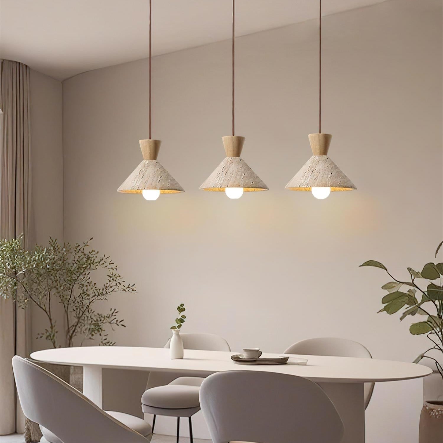 Ritta   Travertine Pendant Lamp Hat Shape | Fioriscas