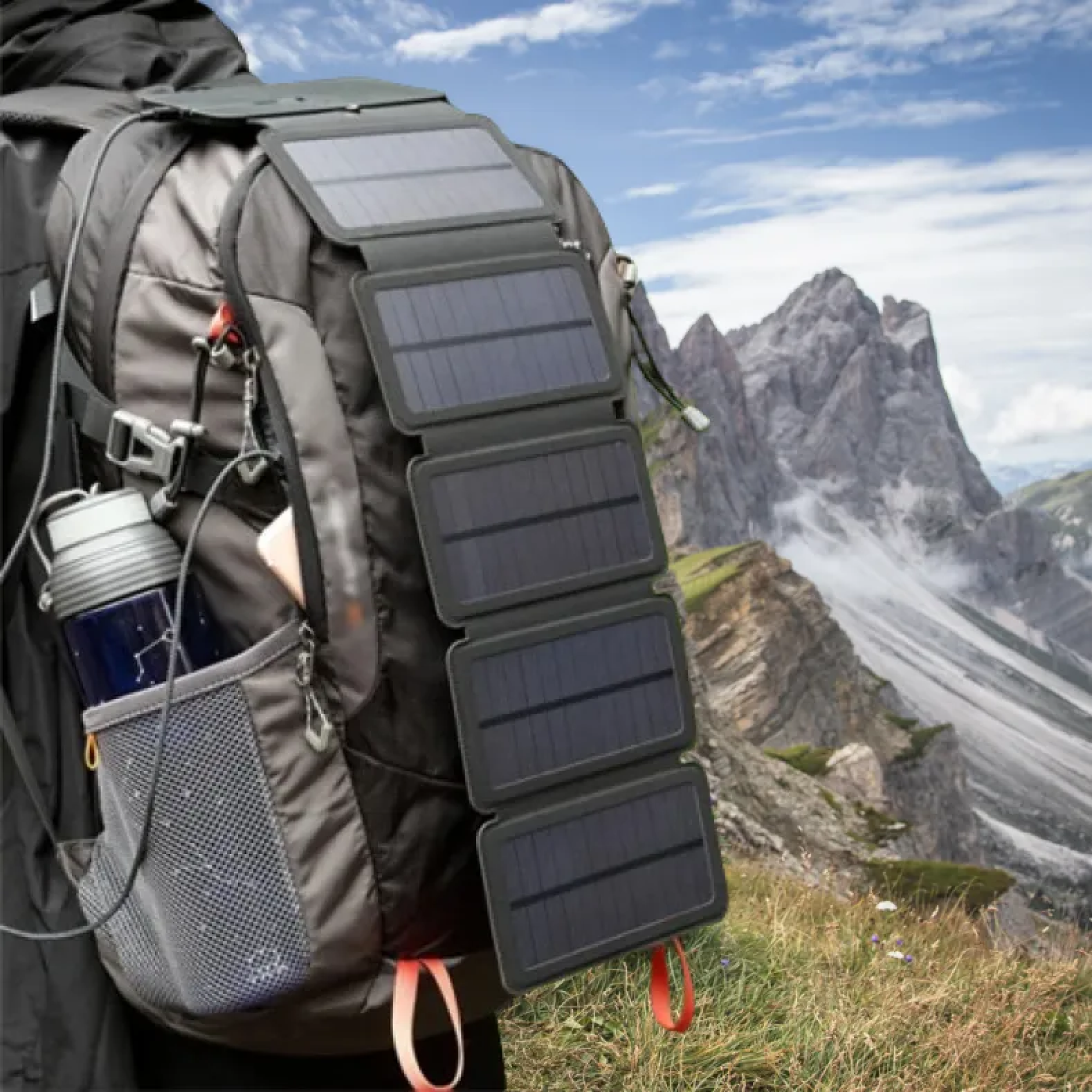 Foldable Solar Panel Charger For Phones And Small Devices, USB Output