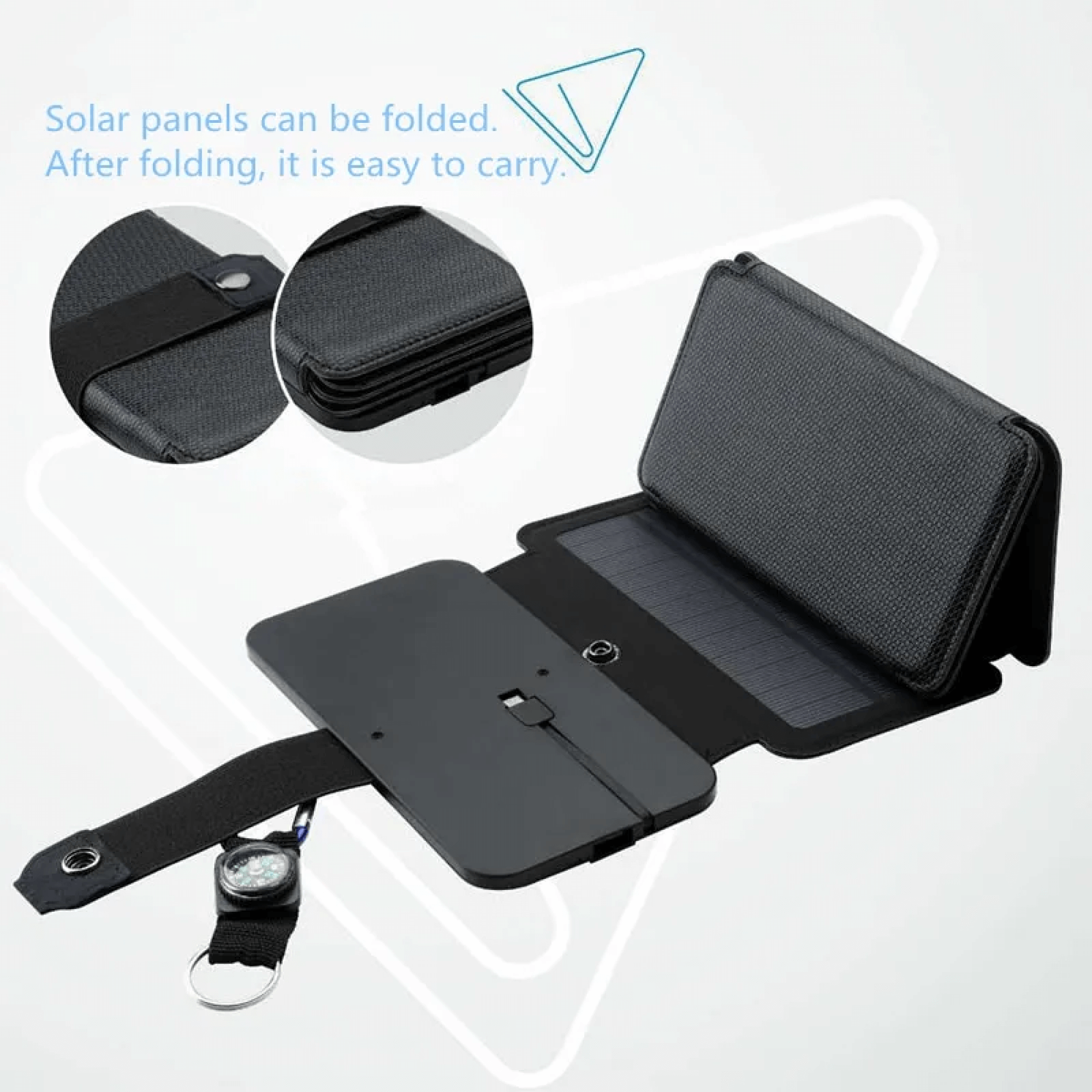 Foldable Solar Panel Charger For Phones And Small Devices, USB Output