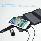 Foldable Solar Panel Charger For Phones And Small Devices, USB Output