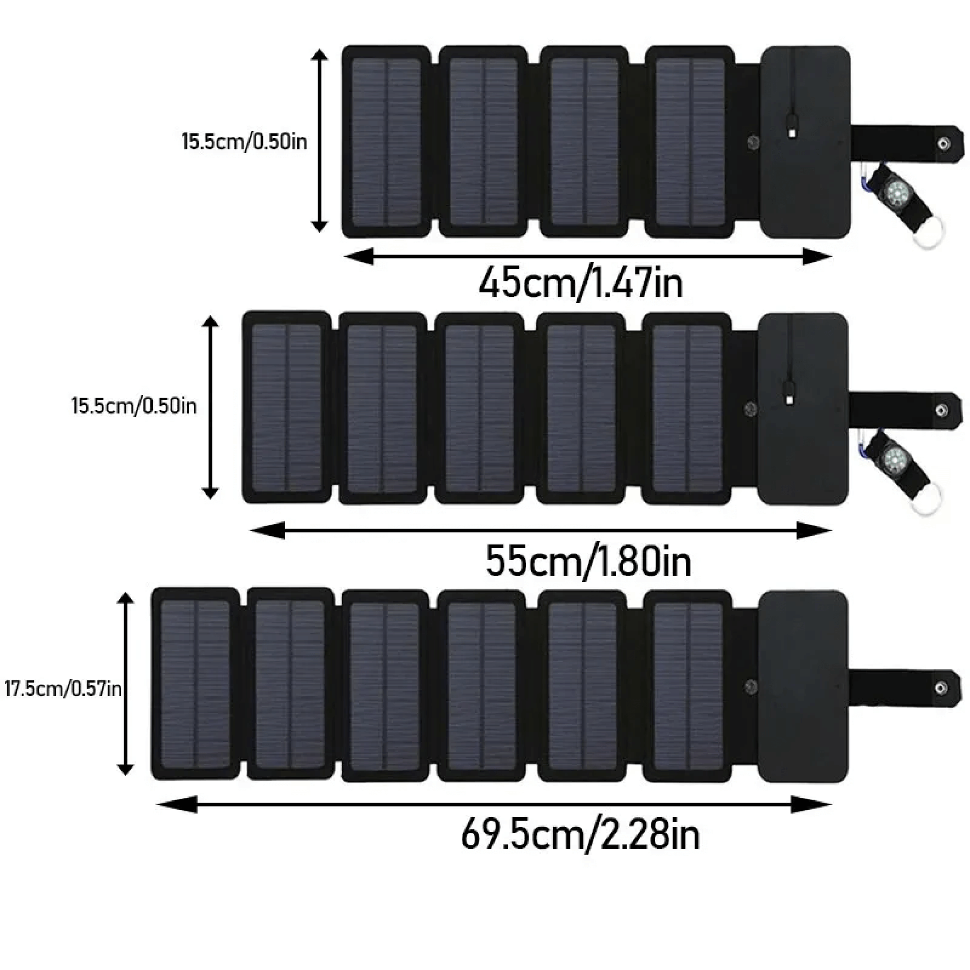 Foldable Solar Panel Charger For Phones And Small Devices, USB Output