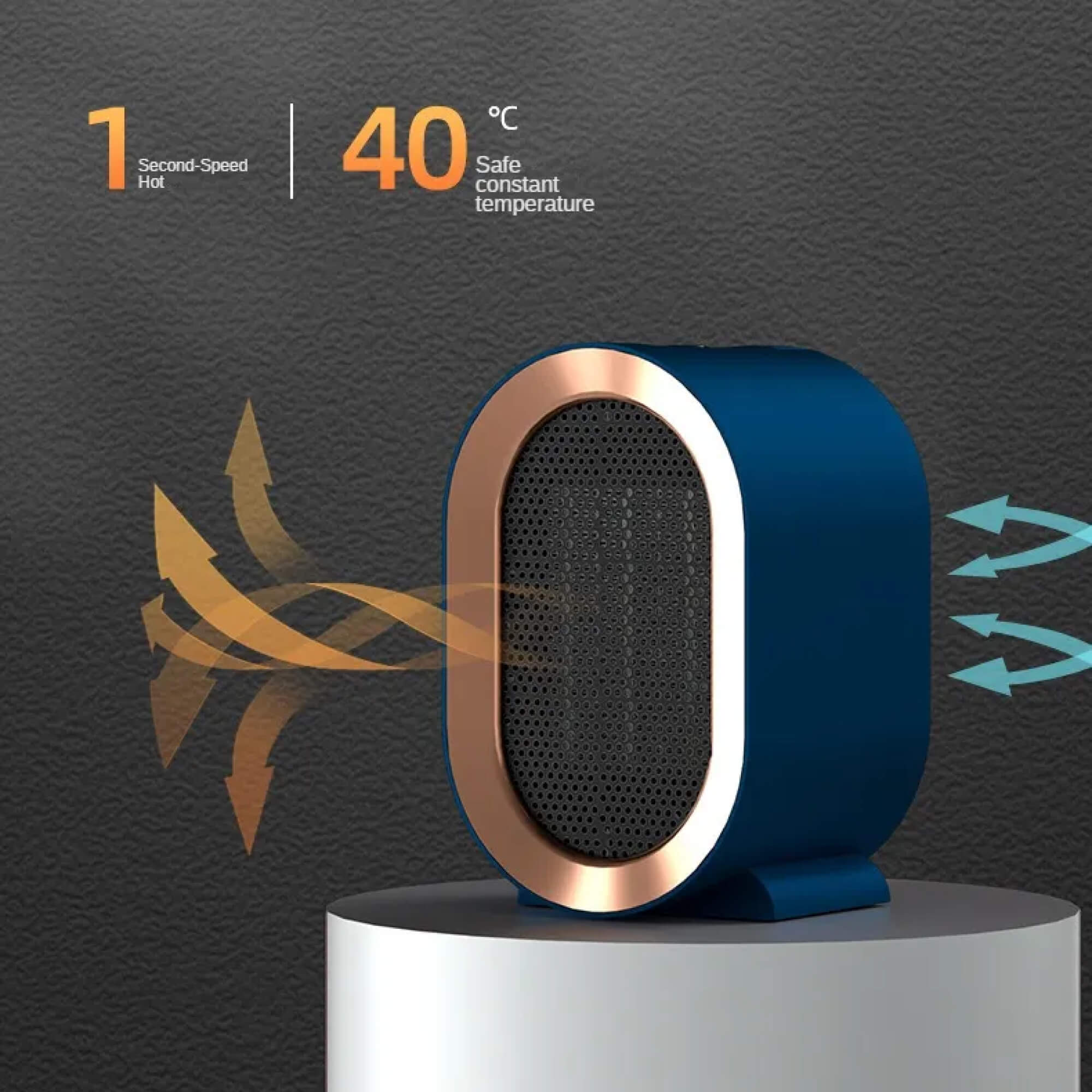 GlacioHeat Portable Ceramic Space Heater For Small Rooms