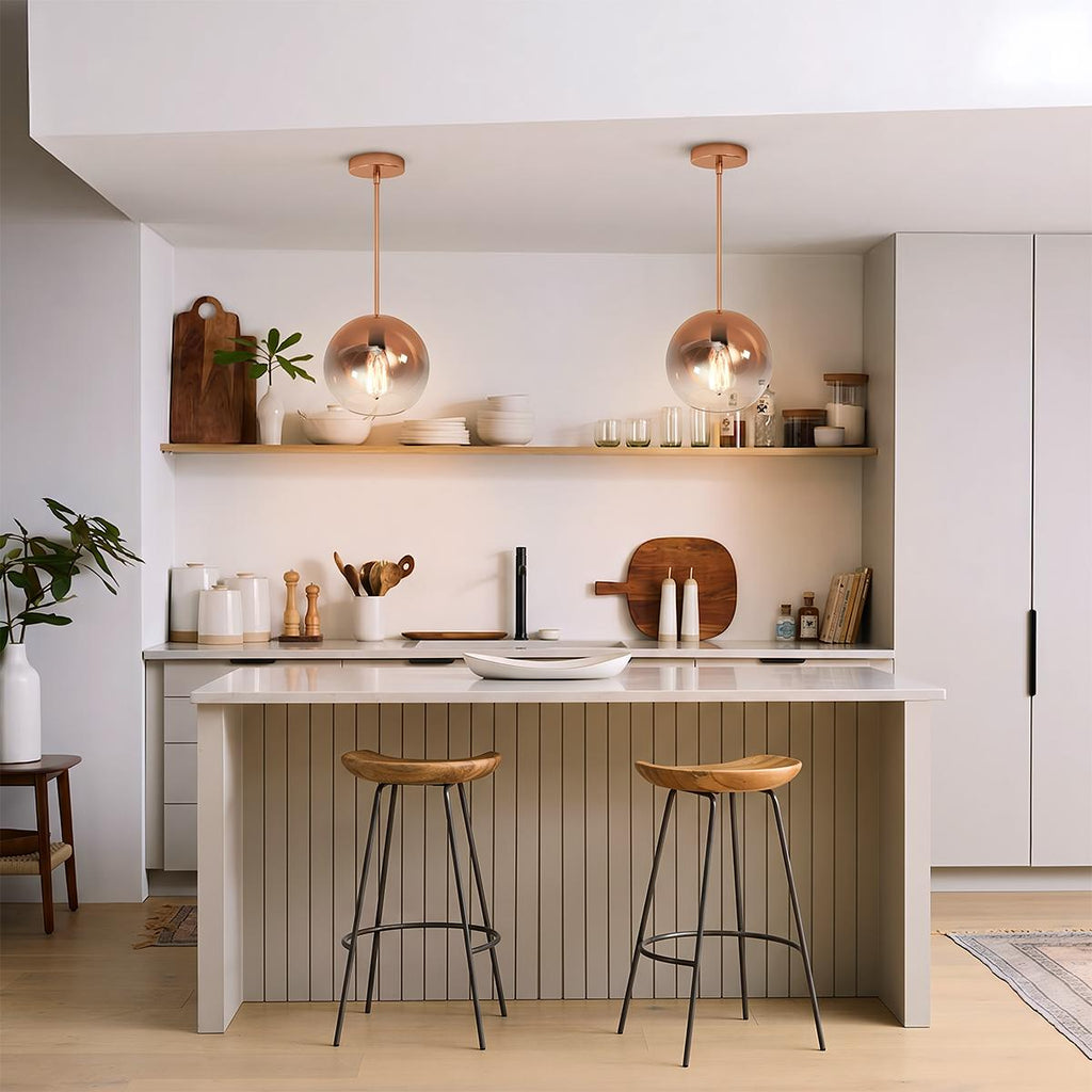 Aurora Glass Pendant Light With Ombre Finishes In Champagne Silver Rose Gold