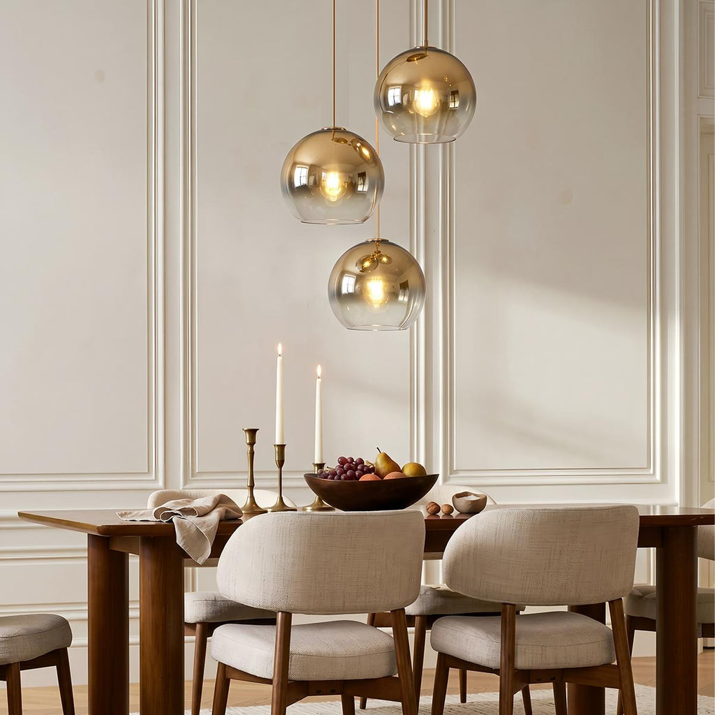 Aurora Glass Pendant Light With Ombre Finishes In Champagne Silver Rose Gold