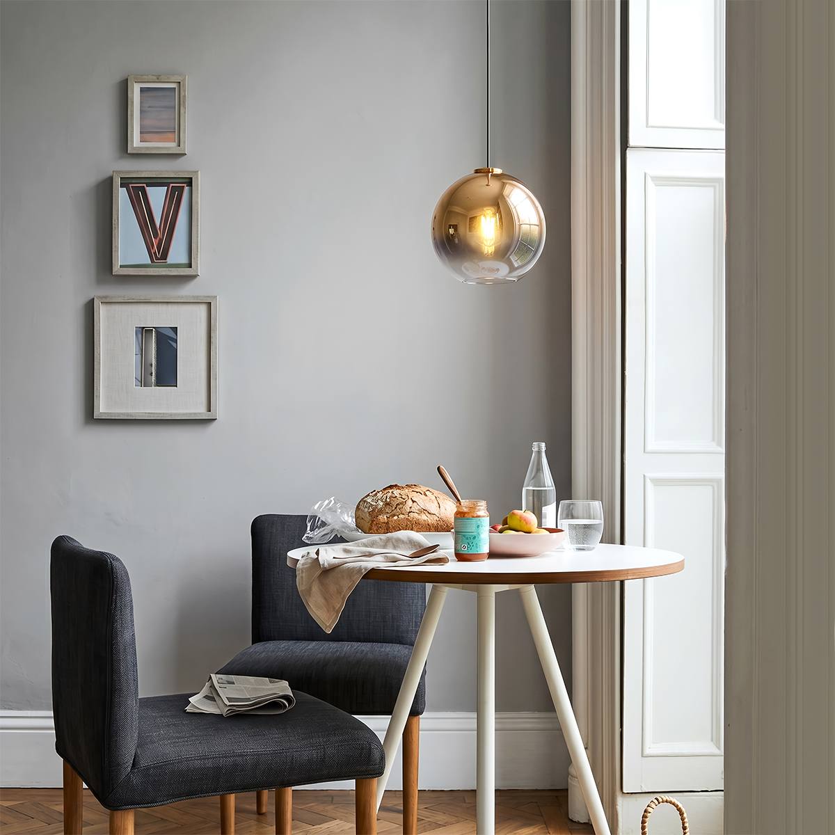 Aurora Glass Pendant Light With Ombre Finishes In Champagne Silver Rose Gold