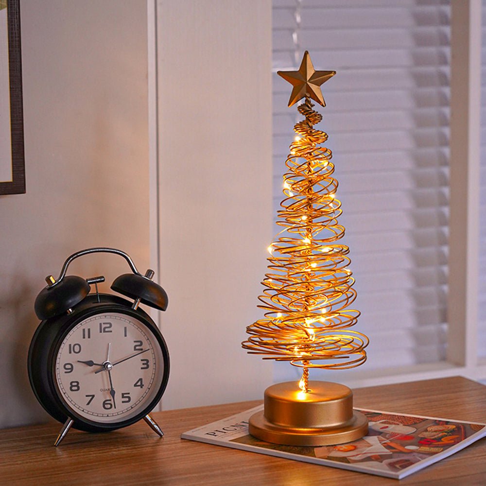 Albero di Natale LED con design a spirale e accento a stella (33 cm) - Fioriscas