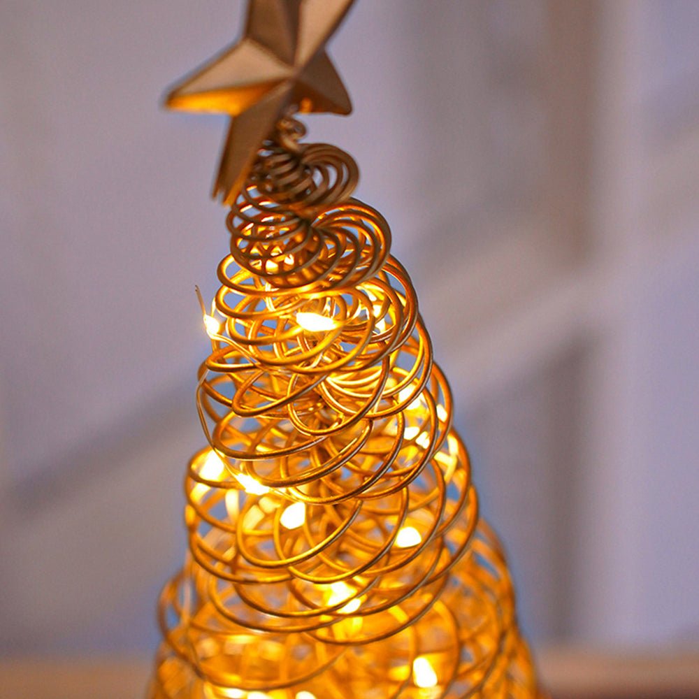Albero di Natale LED con design a spirale e accento a stella (33 cm) - Fioriscas