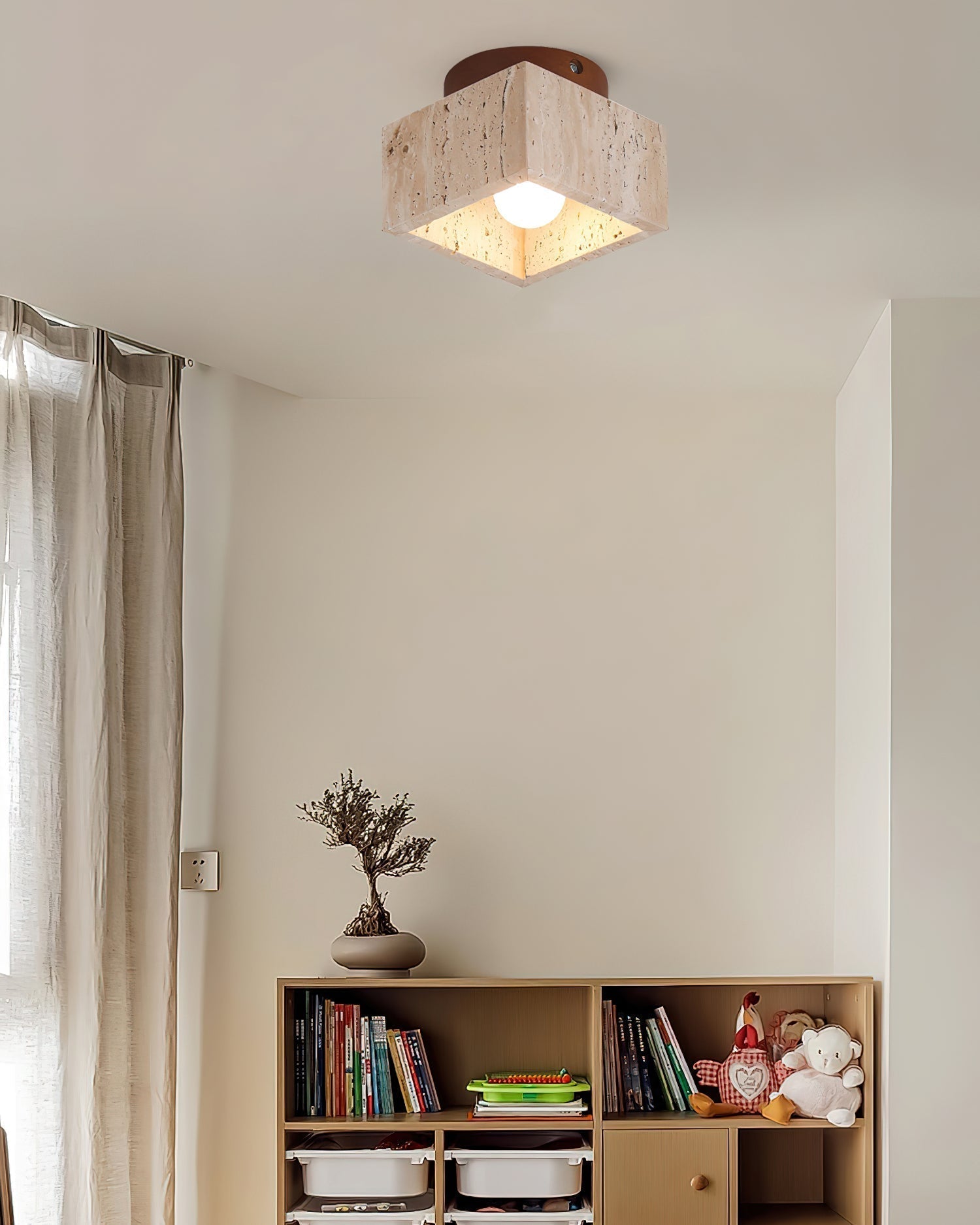 Ritta Sqaure&Round Ceiling Light  Black& Yellow Travertine | Fioriscas