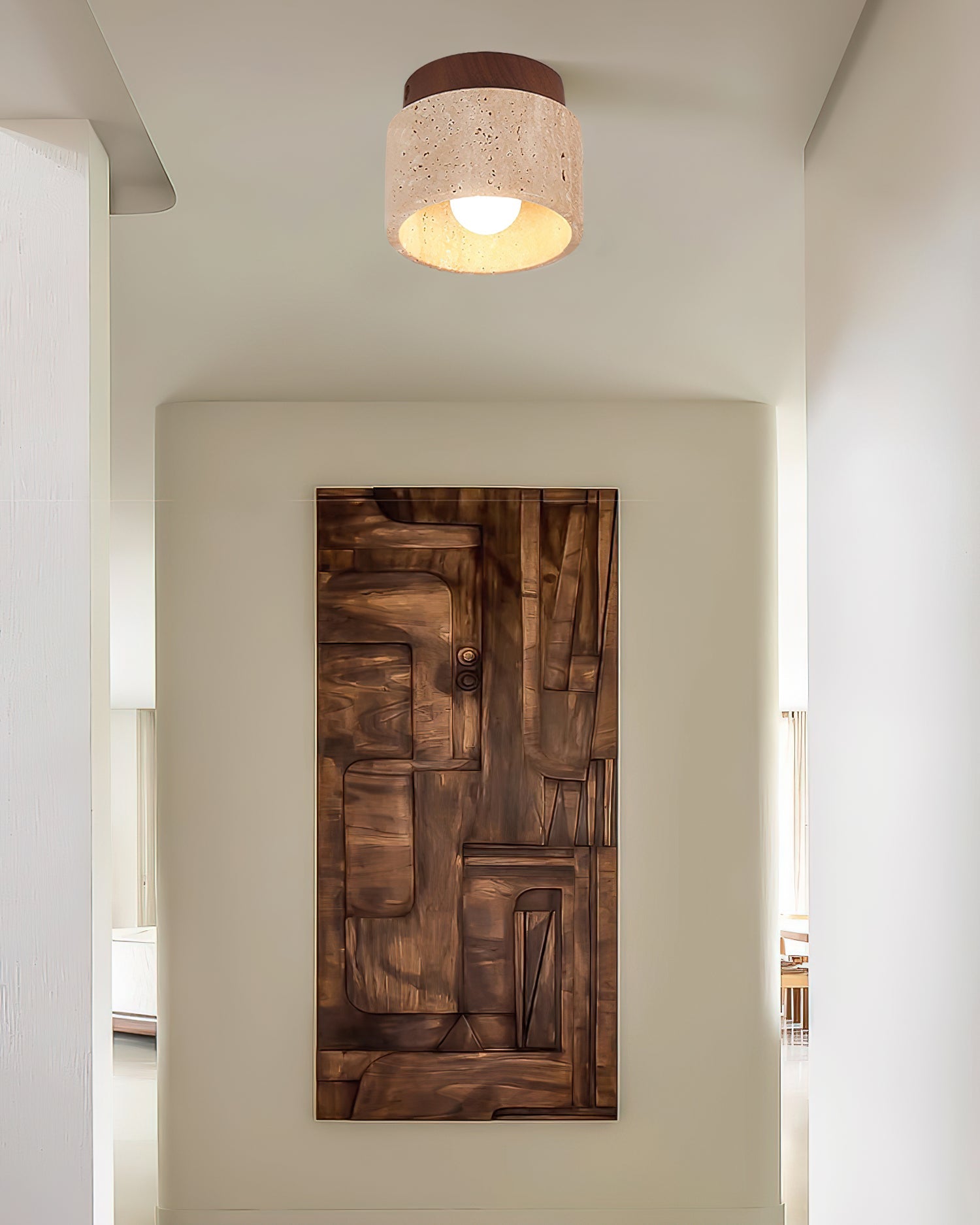 Ritta Sqaure&Round Ceiling Light  Black& Yellow Travertine | Fioriscas