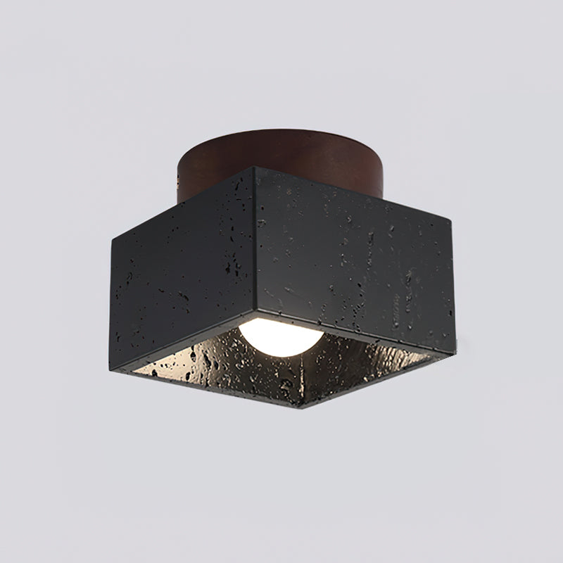Ritta Sqaure&Round Ceiling Light  Black& Yellow Travertine | Fioriscas