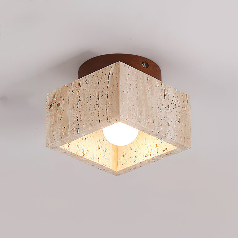Ritta Sqaure&Round Ceiling Light  Black& Yellow Travertine | Fioriscas