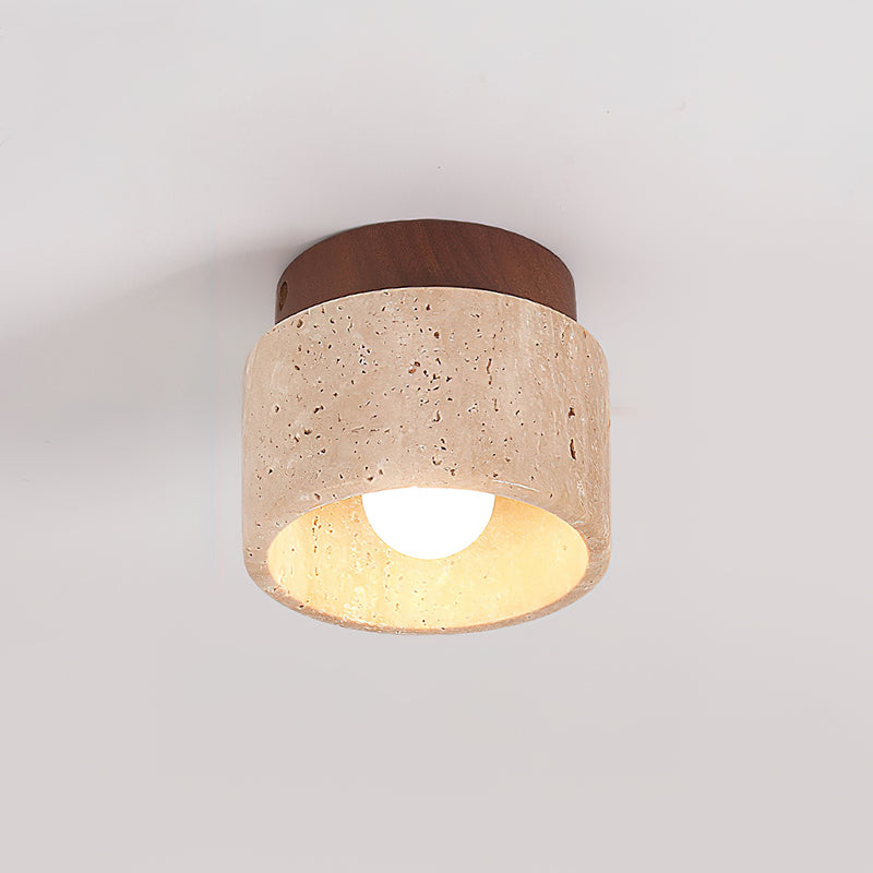 Ritta Sqaure&Round Ceiling Light  Black& Yellow Travertine | Fioriscas