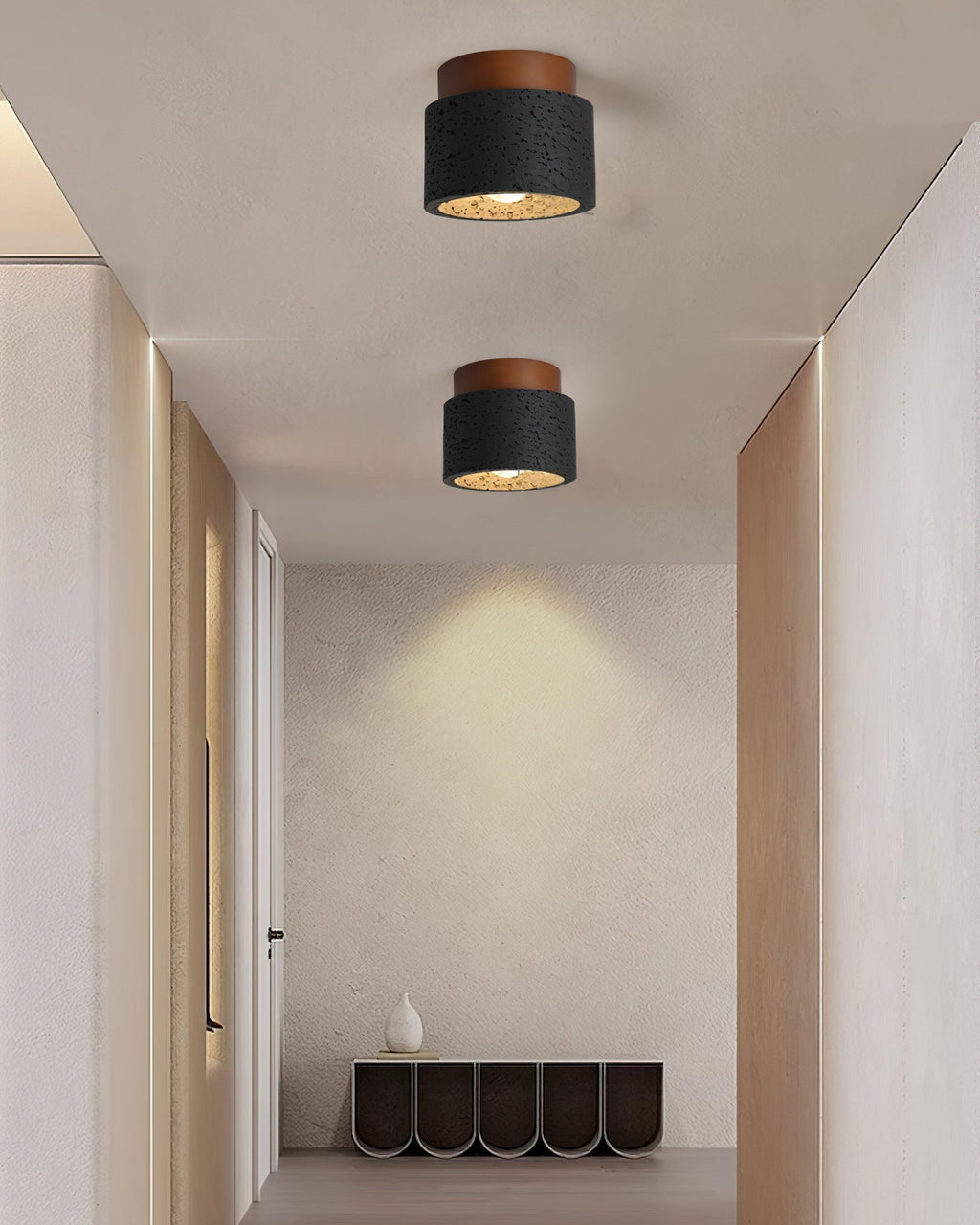 Ritta Sqaure&Round Ceiling Light  Black& Yellow Travertine | Fioriscas