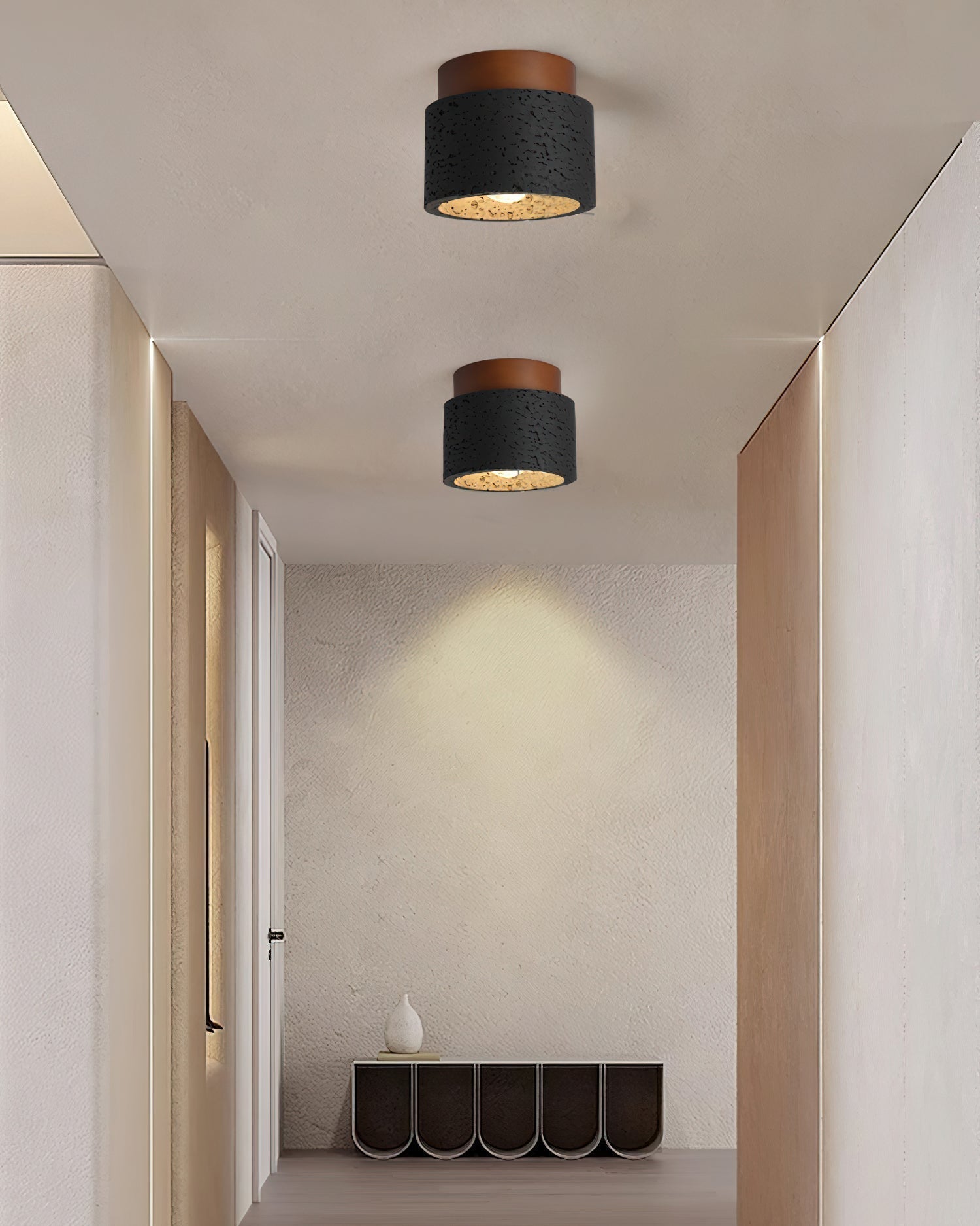 Ritta Sqaure&Round Ceiling Light  Black& Yellow Travertine | Fioriscas
