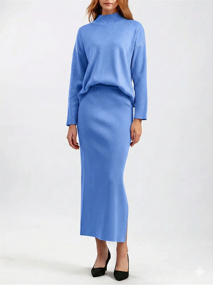 L'Ensemble Maille Côtelée | Pull Confort & Jupe Longue