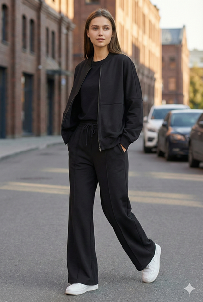 L'Ensemble City Comfort | Bomber Zippé & Pantalon Fluide en Coton