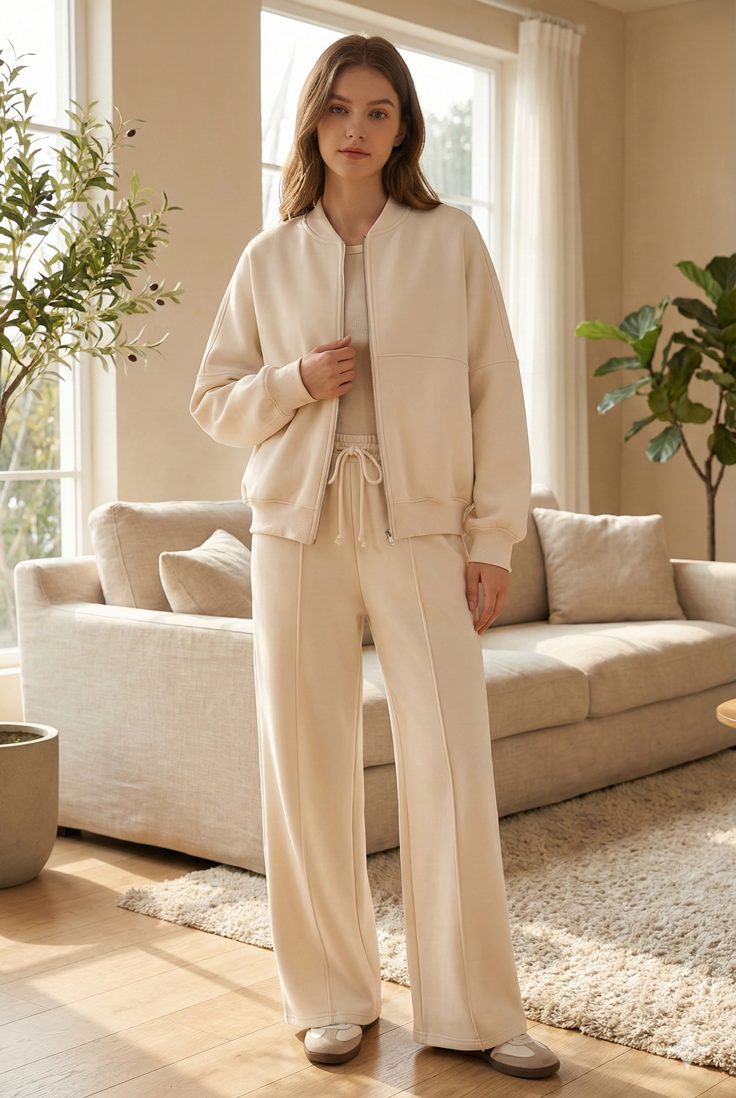 L'Ensemble City Comfort | Bomber Zippé & Pantalon Fluide en Coton