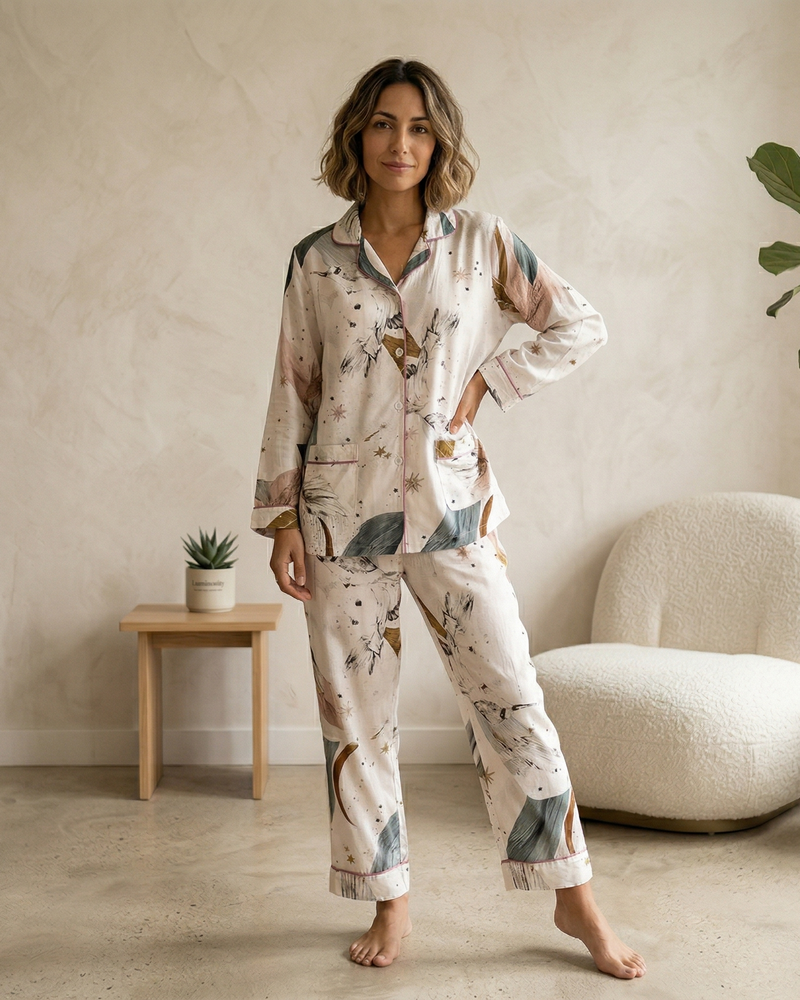 Pyjama de Soie Végétale I Élégance Florale Douceur Viscose