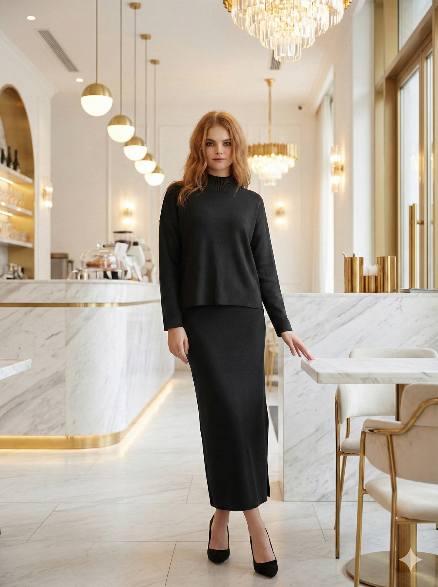 L'Ensemble Maille Côtelée | Pull Confort & Jupe Longue