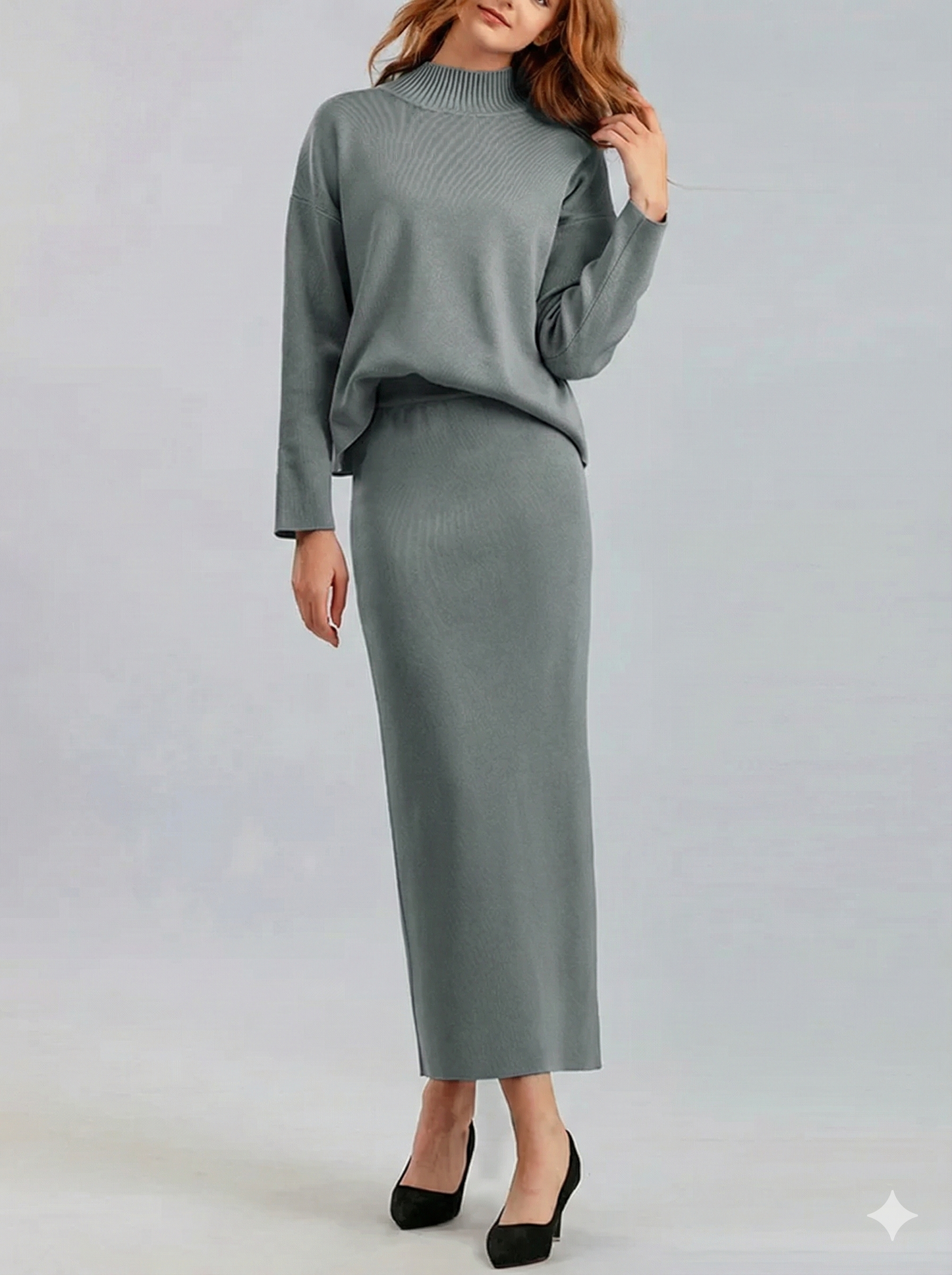 L'Ensemble Maille Côtelée | Pull Confort & Jupe Longue