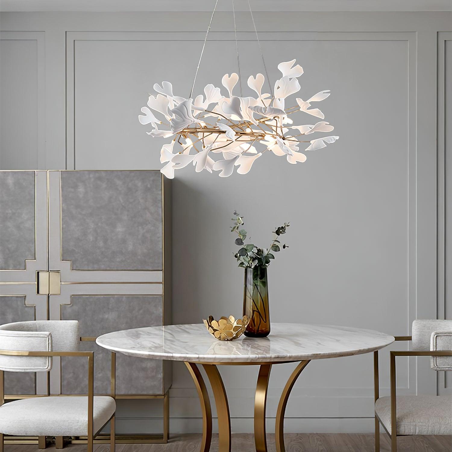 Olivia Modern Golden LED Chandelier Ceramic | Fioriscas