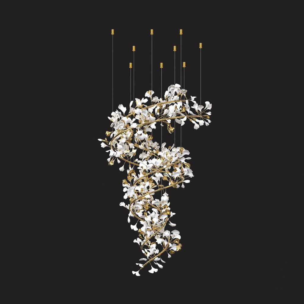 Olivia Modern Gold Staircase Chandelier, Metal & Ceramic | Fioriscas