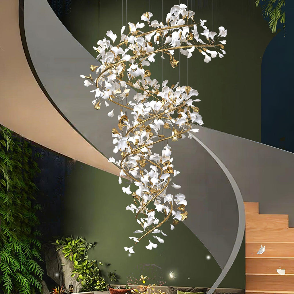 Olivia Modern Gold Staircase Chandelier, Metal & Ceramic | Fioriscas