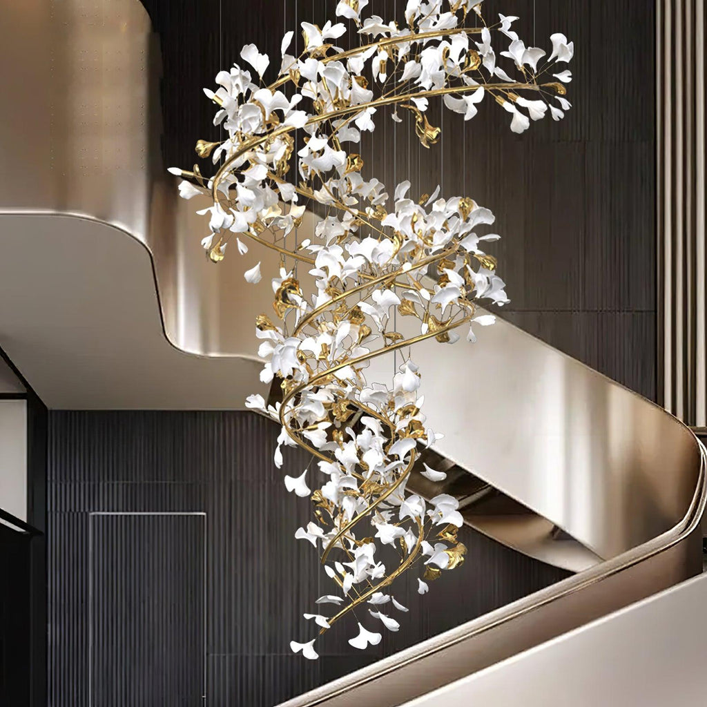 Olivia Modern Gold Staircase Chandelier, Metal & Ceramic | Fioriscas