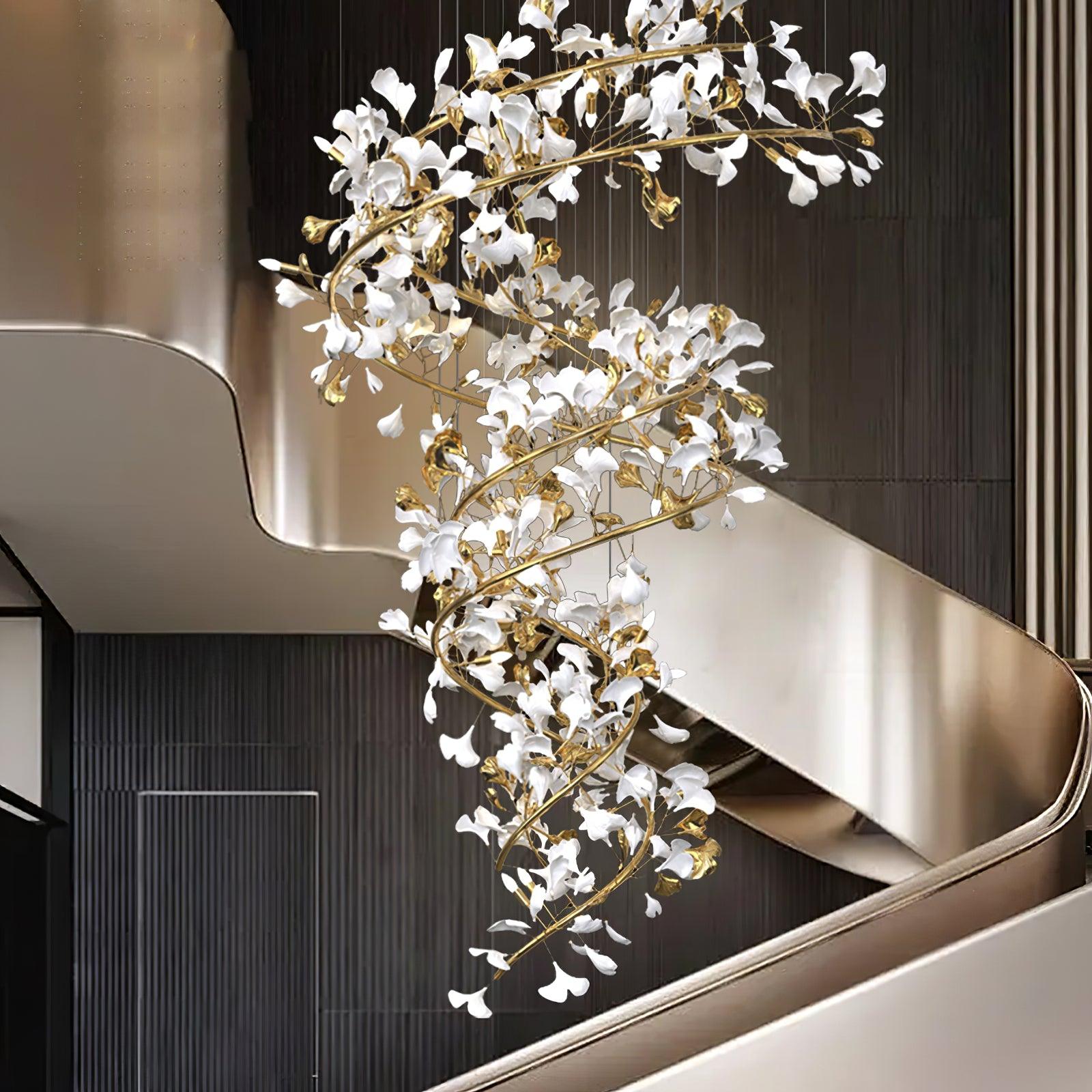 Olivia Modern Gold Staircase Chandelier, Metal & Ceramic | Fioriscas