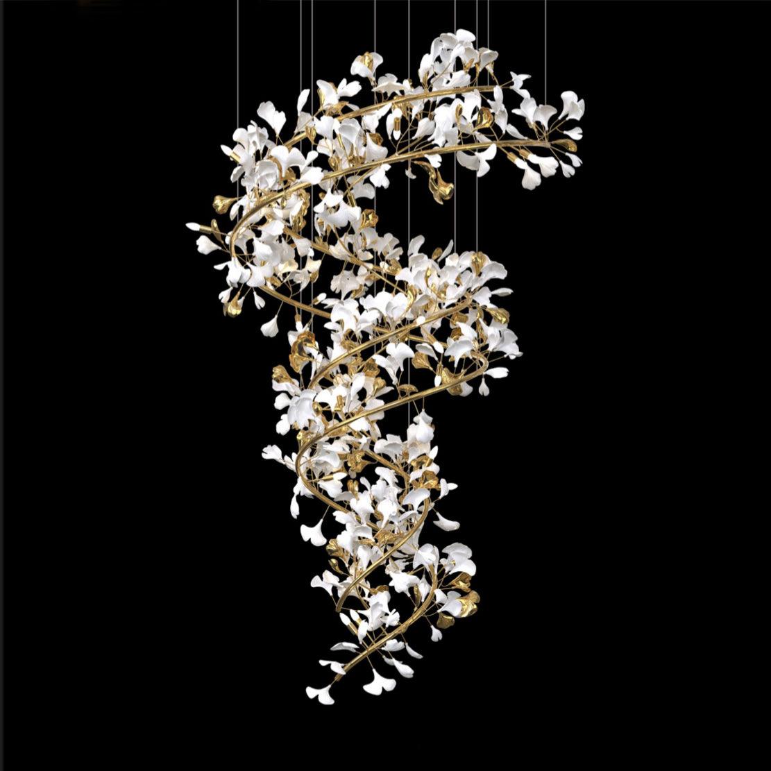 Olivia Modern Gold Staircase Chandelier, Metal & Ceramic | Fioriscas