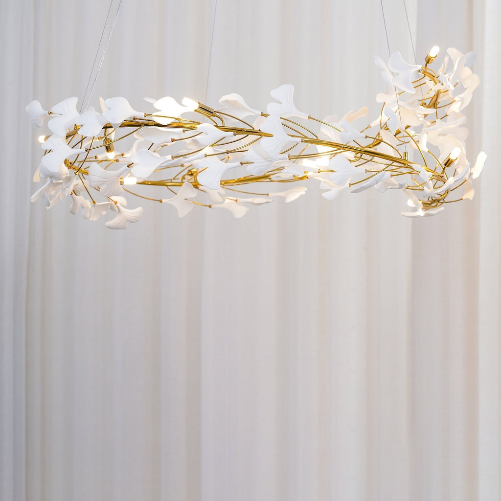Olivia Modern Golden LED Chandelier Ceramic | Fioriscas