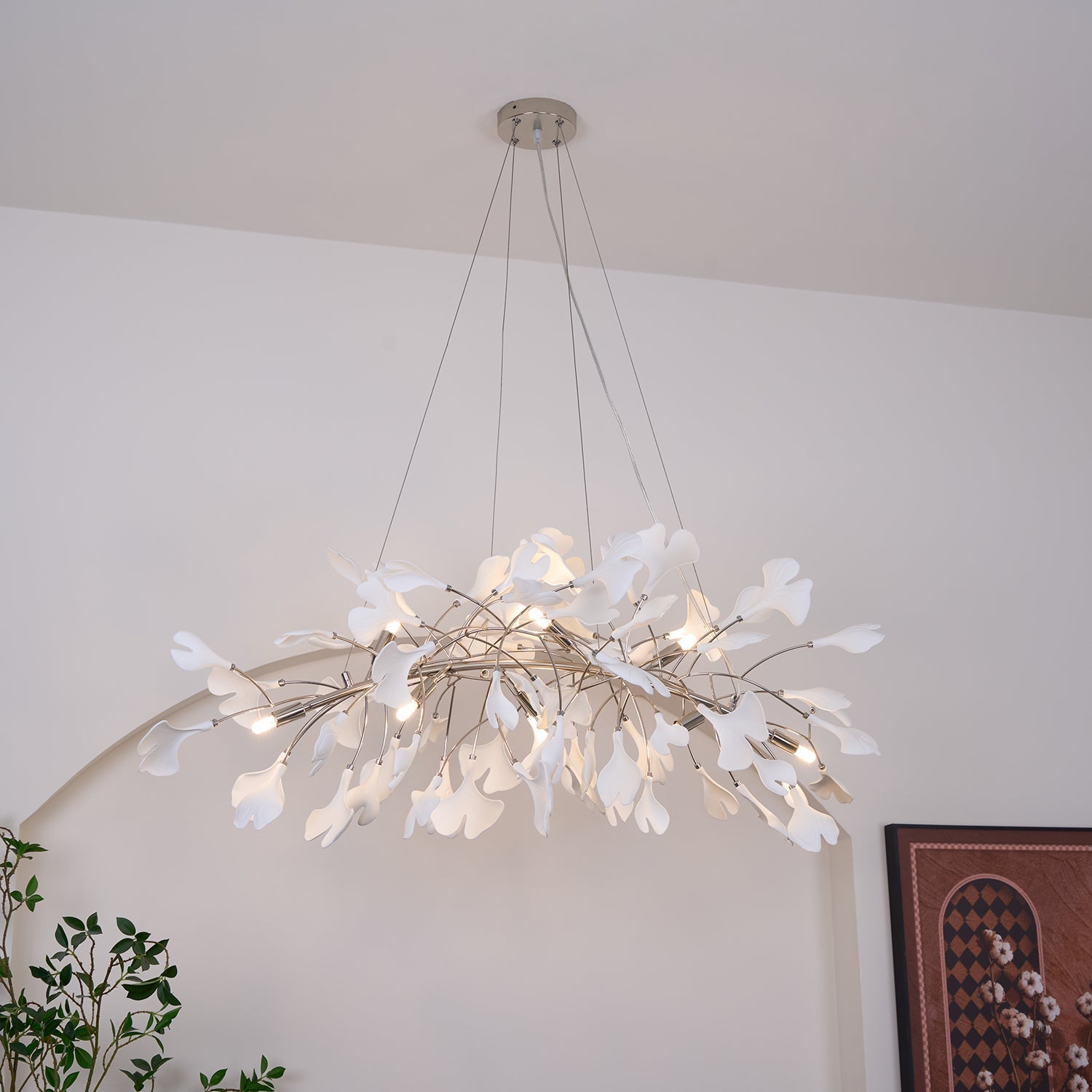 Arux Gingko Chandelier Art Deco Bent Downwards | Fioriscas