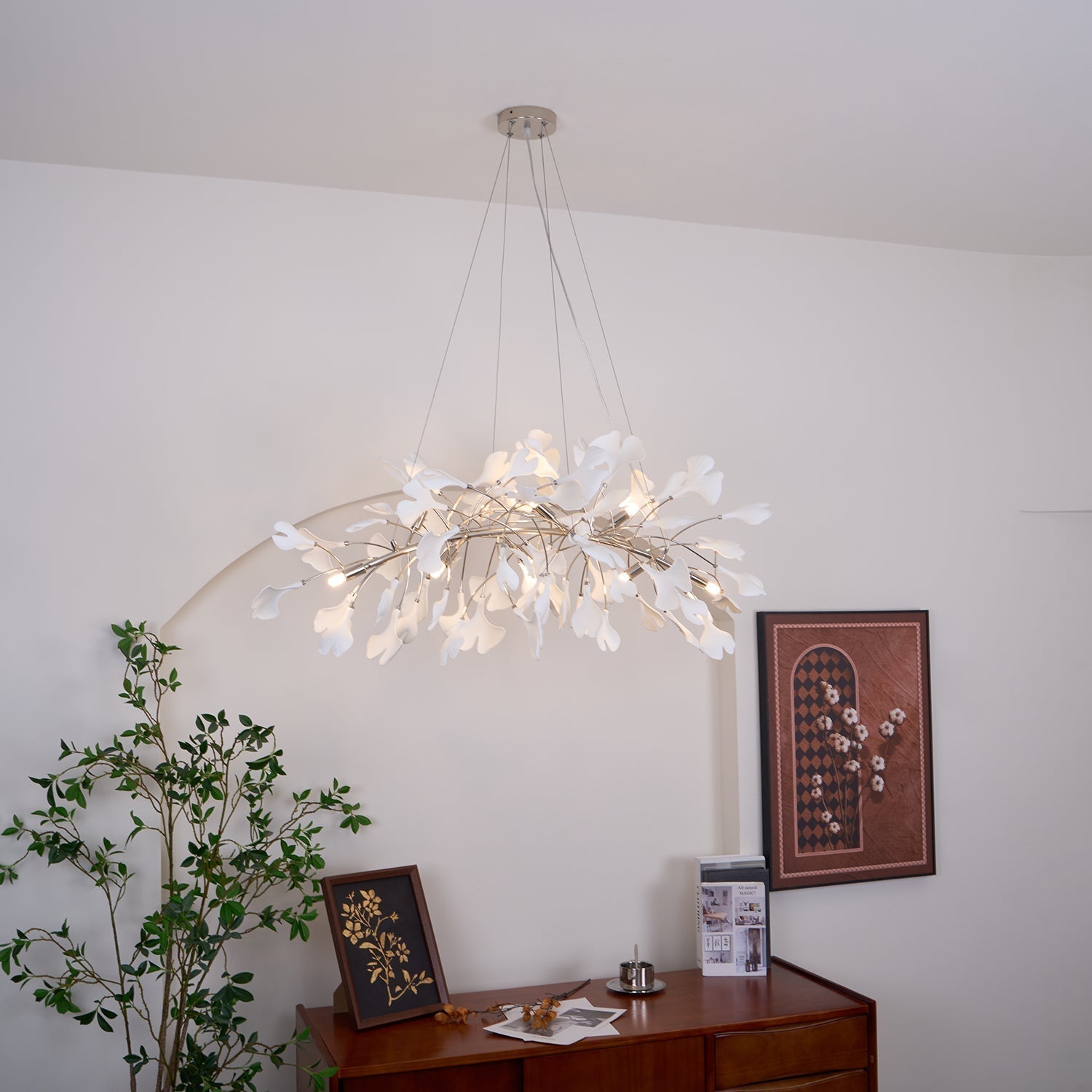 Arux Gingko Chandelier Art Deco Bent Downwards | Fioriscas