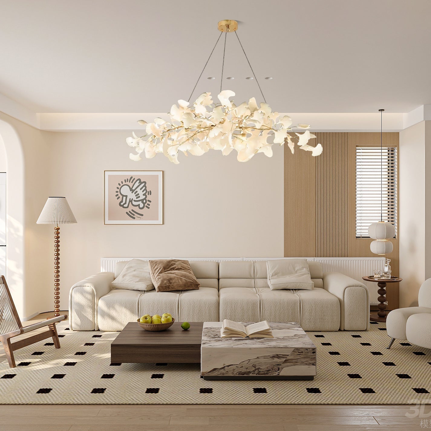 Arux Gingko Chandelier Art Deco Bent Downwards | Fioriscas