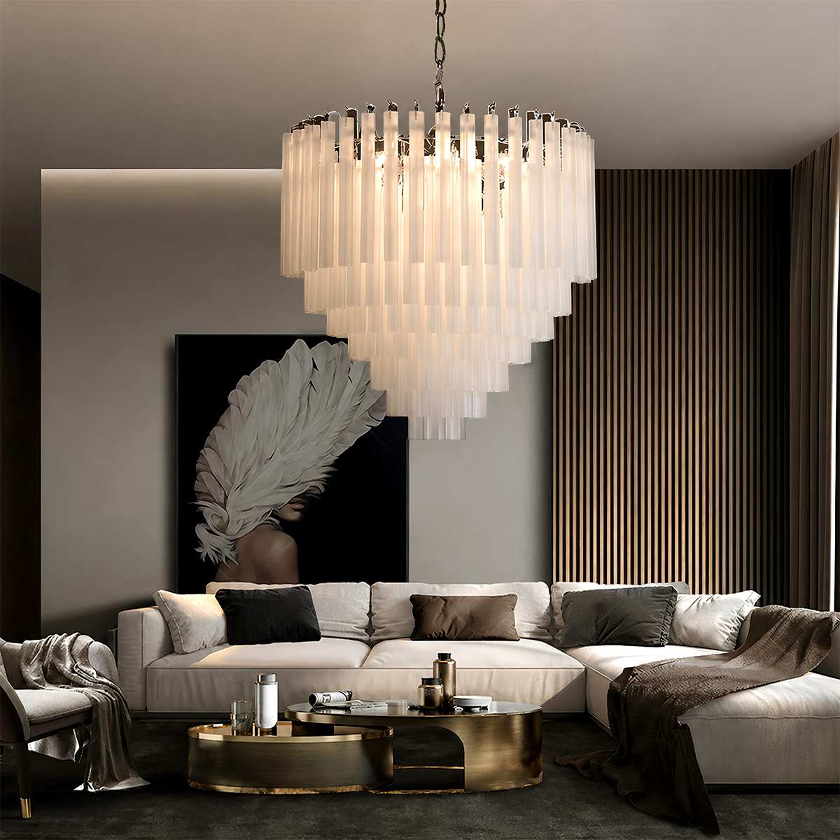 Lumara Iron Chrome Chandelier For Warm Living Room Glow