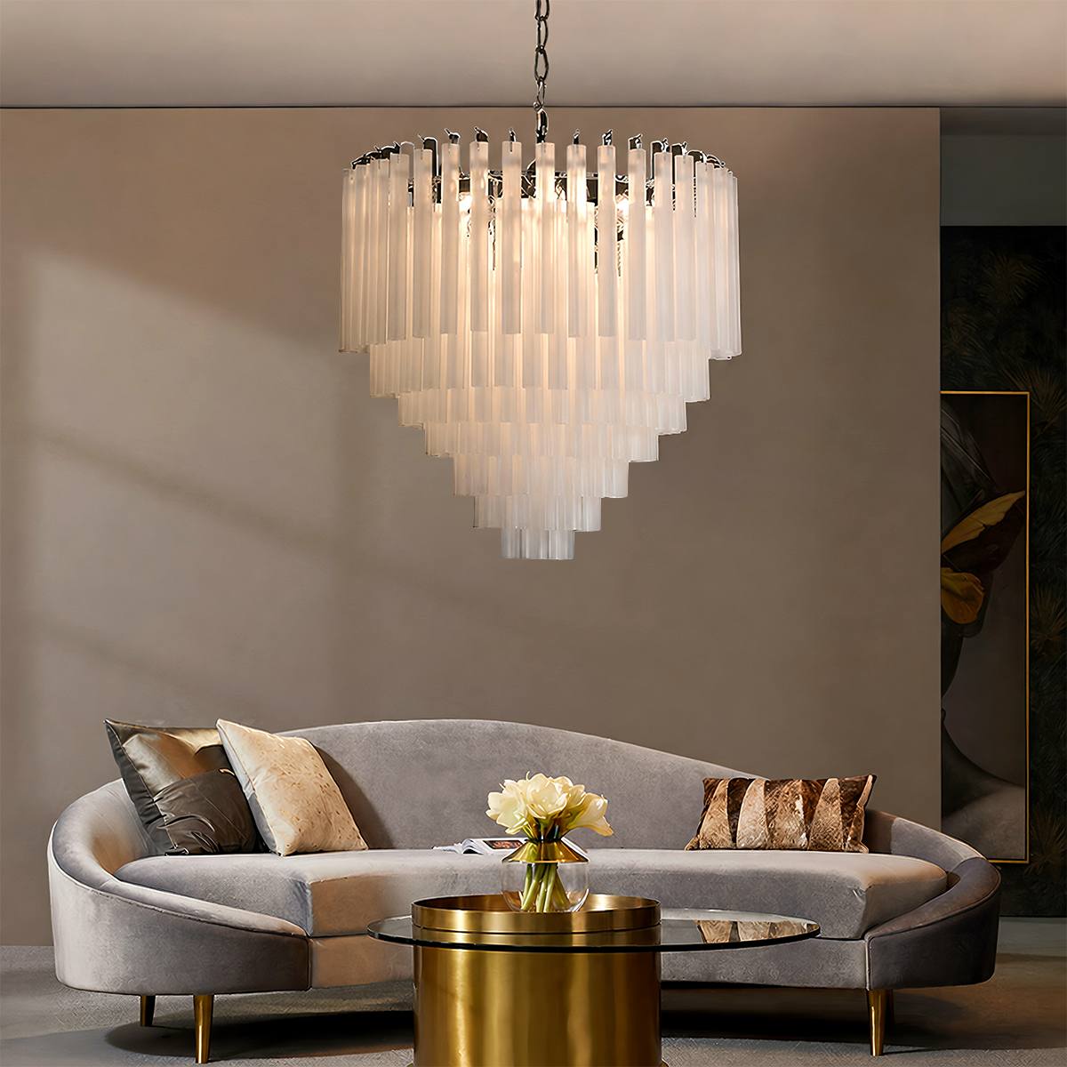 Lumara Iron Chrome Chandelier For Warm Living Room Glow