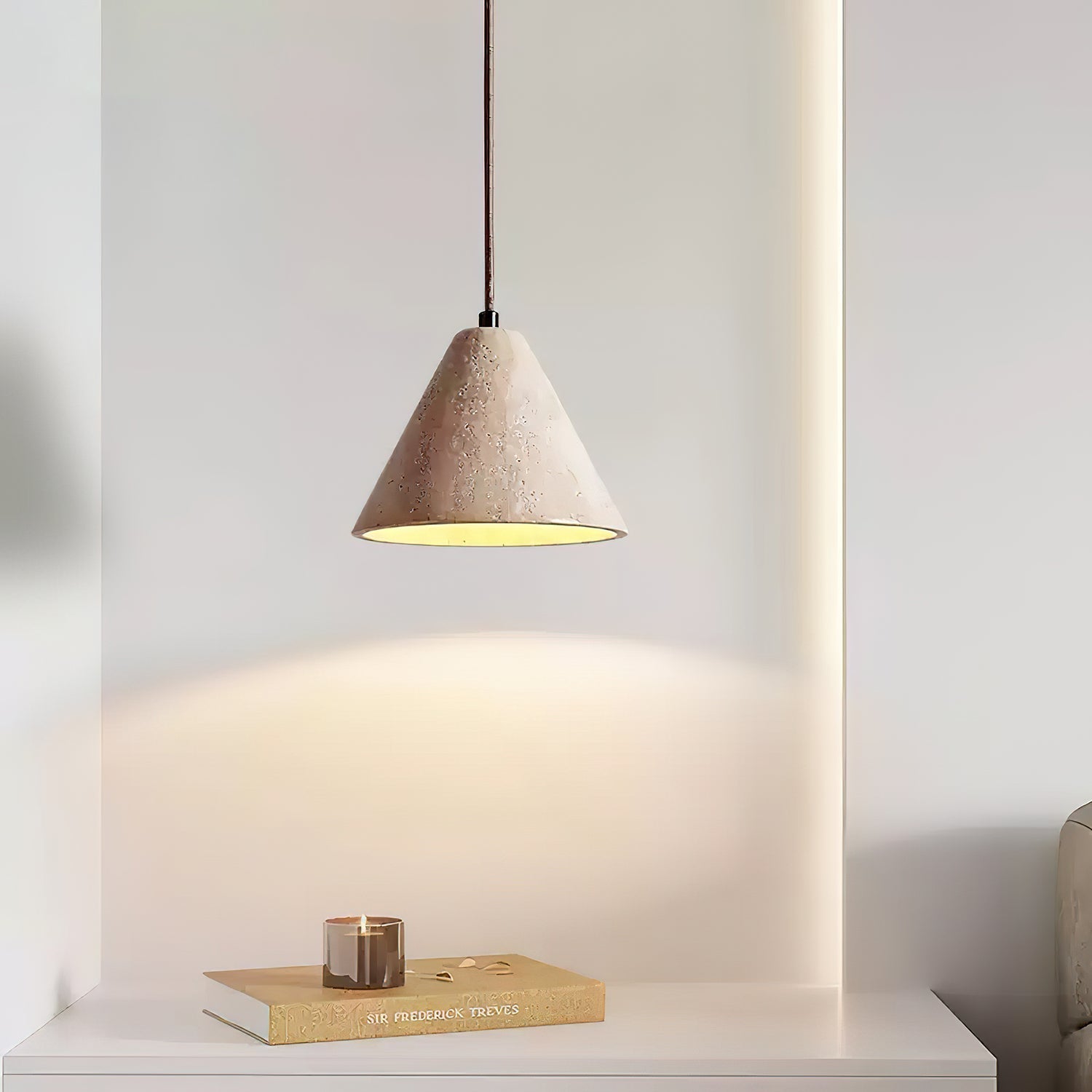 Cezoriel Conical Travertine Pendant Light | Fioriscas