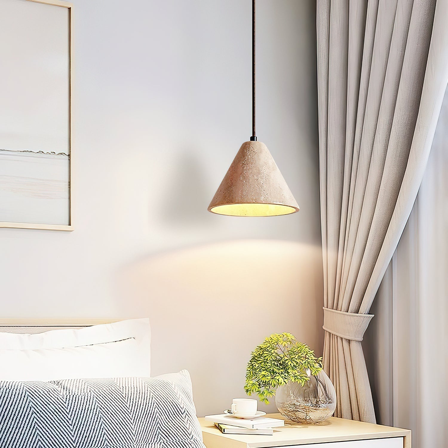 Cezoriel Conical Travertine Pendant Light | Fioriscas