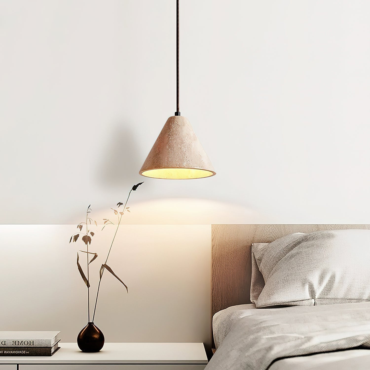 Cezoriel Conical Travertine Pendant Light | Fioriscas