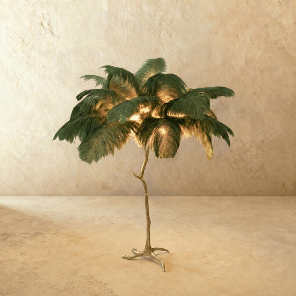Feathered Glam Floor Lamp Velvet Glow Luxe Interiors