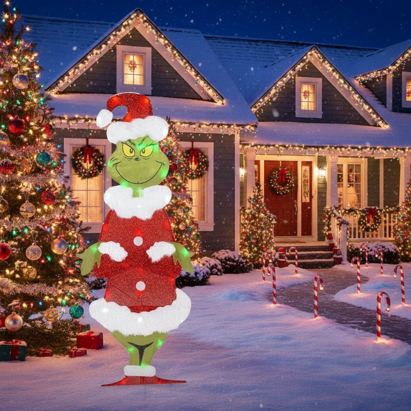 Decorazione da giardino Festive Grinch con illuminazione LED per atmosfera natalizia all'aperto - Fioriscas
