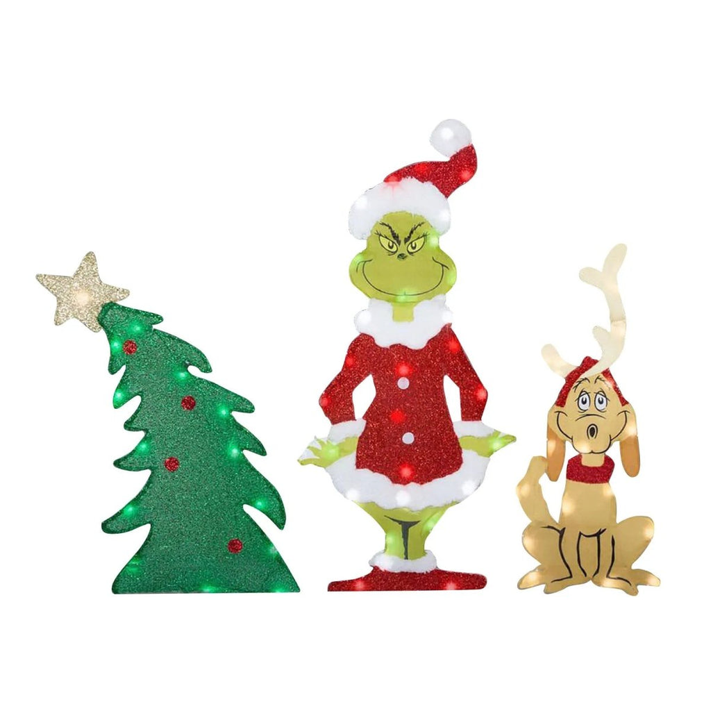Decorazione da giardino Festive Grinch con illuminazione LED per atmosfera natalizia all'aperto - Fioriscas