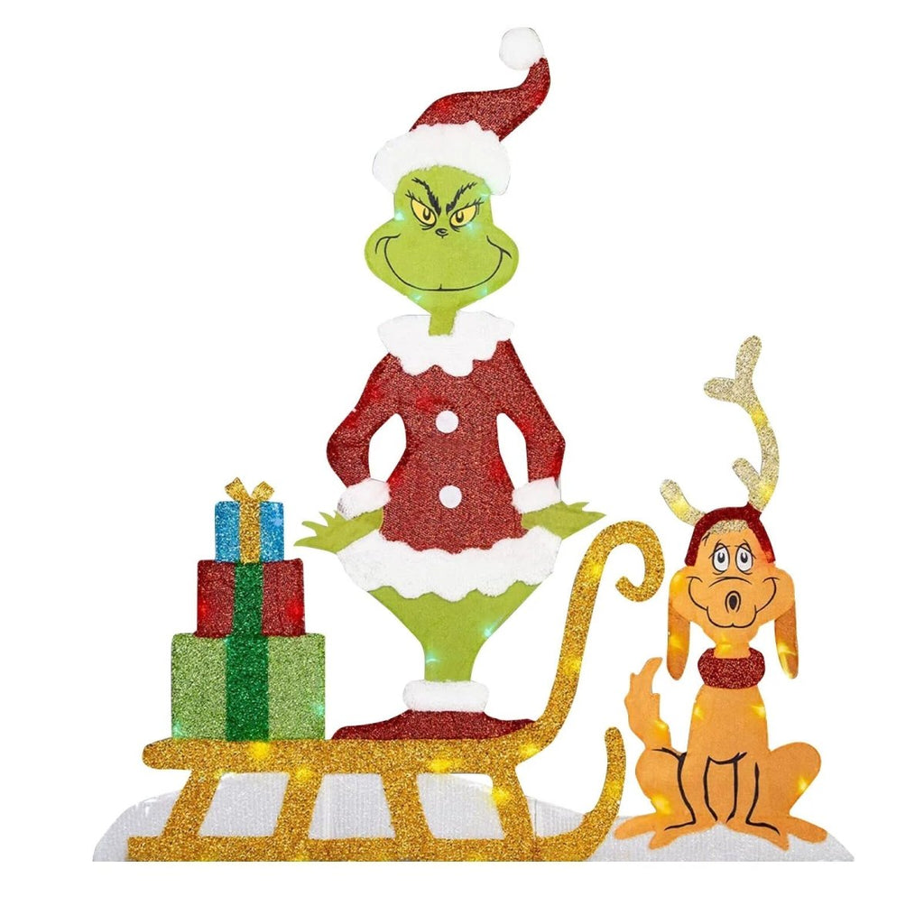 Decorazione da giardino Festive Grinch con illuminazione LED per atmosfera natalizia all'aperto - Fioriscas