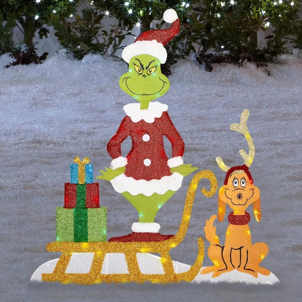 Decorazione da giardino Festive Grinch con illuminazione LED per atmosfera natalizia all'aperto - Fioriscas