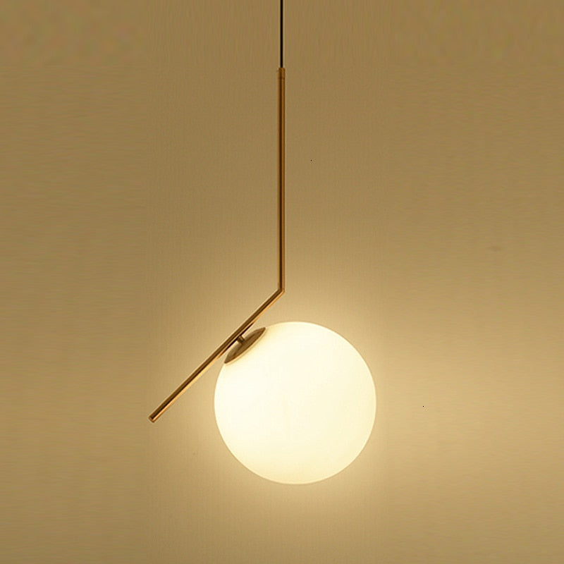 Aureno Globe Pendant Light, Opal Glass Shade, 4 Finishes